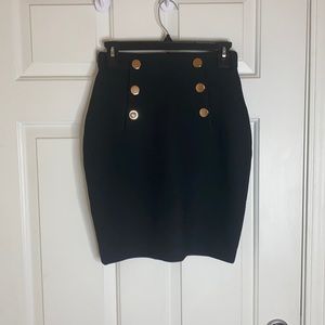 H&M Black Pencil Skirt w/ gold buttons